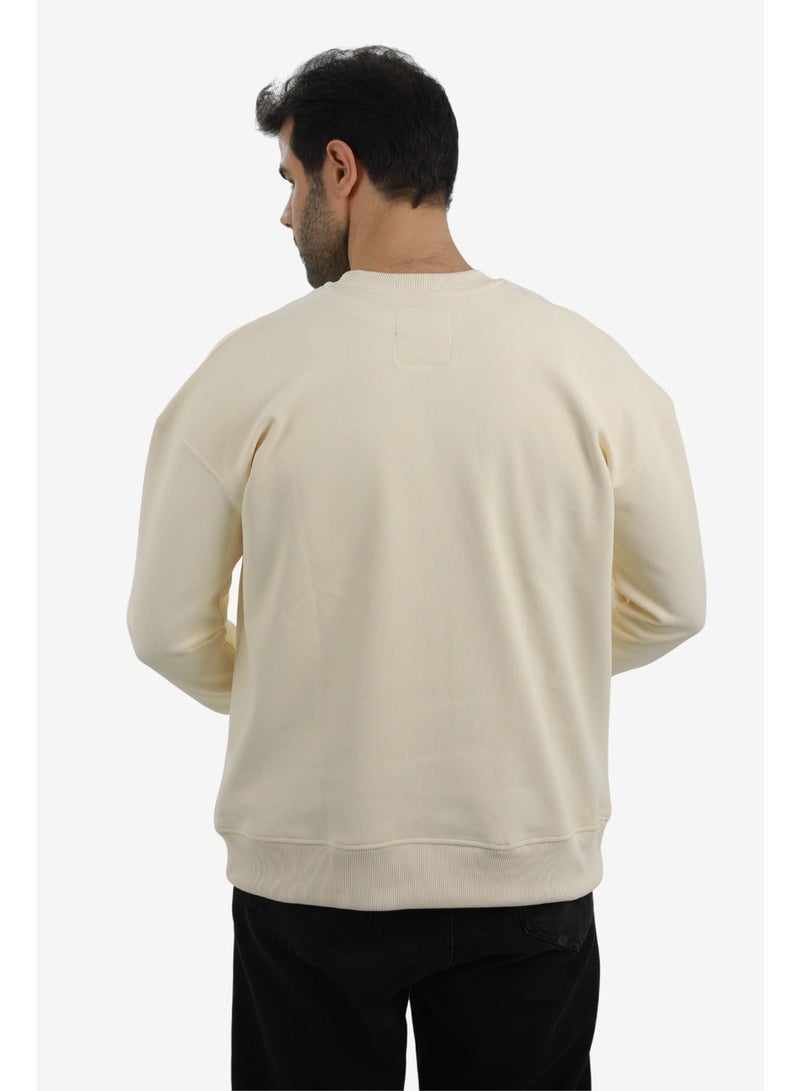 WHITE RABBIT Men’s Cotton Piqué Sweatshirt with Mixed-Back Fabric – High-Quality Comfortable Everyday Wear - Image 3